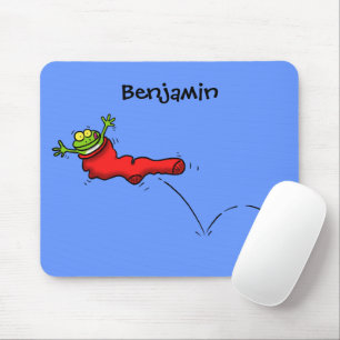 Tapis De Souris Cute grenouille dans une chaussette rouge saut de