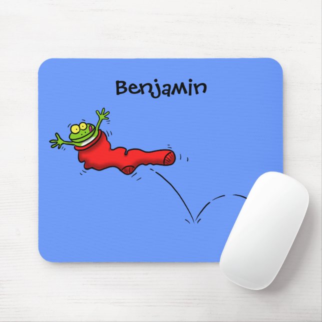 Tapis De Souris Cute grenouille dans une chaussette rouge saut de  (Avec souris)