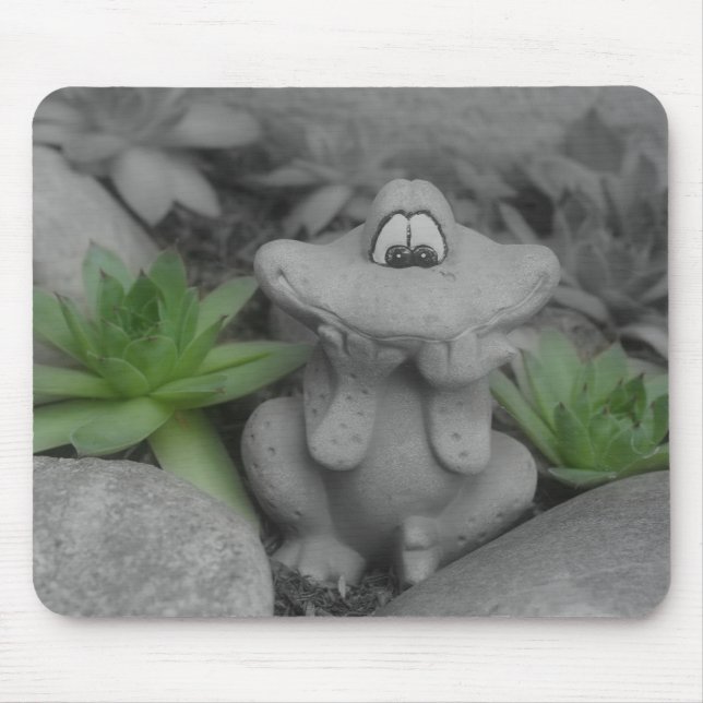 Tapis De Souris Cute Grenouille Jardin Blanc Noir Mousepad (Devant)