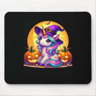 Tapis De Souris Cute Halloween Unicorn Sorcière Citrouille Filles