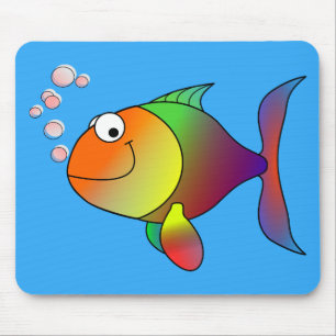 Tapis De Souris Cute Joyful Goldfish en mer, bleu clair