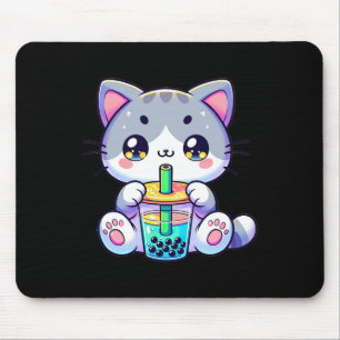 Tapis De Souris Cute Kawaii Buble Thé Chat Japonais Kitten Anime