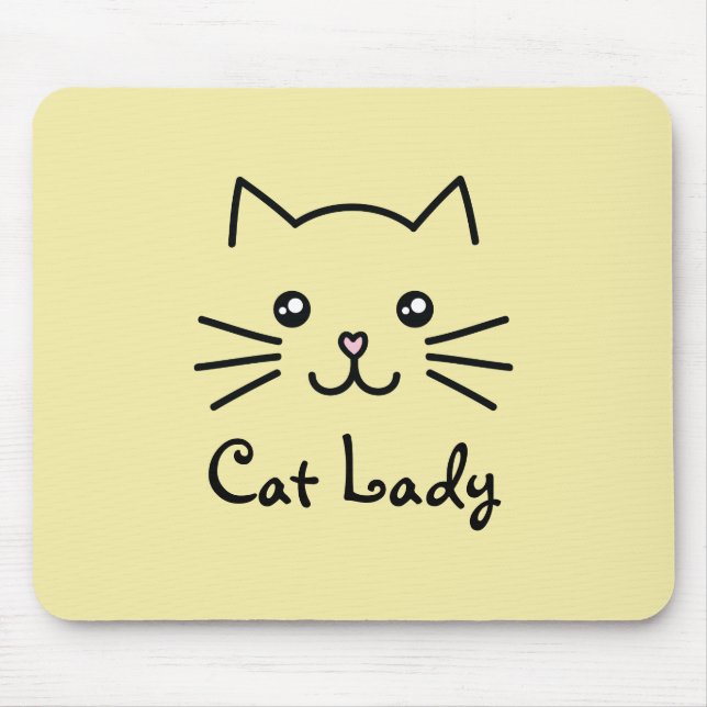Tapis De Souris Cute Kawaii Kitten Chat visage Amoureux des chats  (Devant)