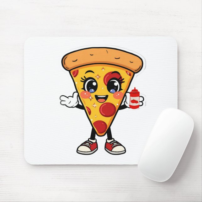 Tapis De Souris Cute Kawaii Pizza Cartoon Mousepad (Avec souris)