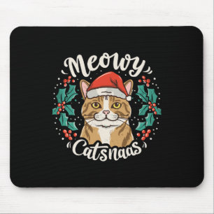 Tapis De Souris Cute Kitten Chat Noël Santa Hat Meowy Catmas W