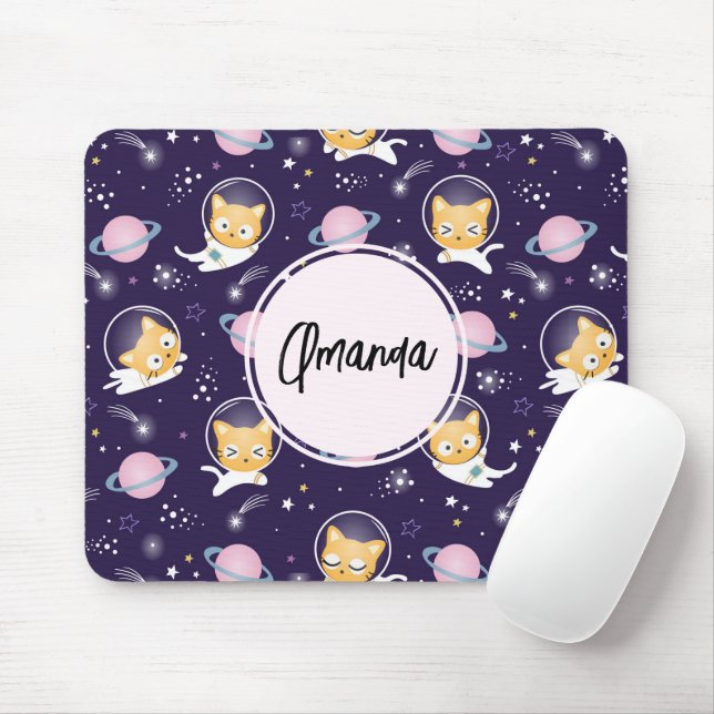 Tapis De Souris Cute Kitty Chat Astronauts Motif (Avec souris)