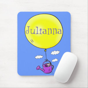 Tapis De Souris Cute mouse in watering can with balloon cartoon