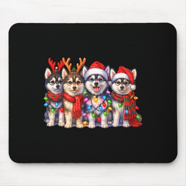 Tapis De Souris Cute Msky Christmas Dogs With Lights Long Sleeve  (Devant)