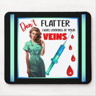 Tapis De Souris Cute Nostalgic Infirmière Pinup Ne vous pliez pas