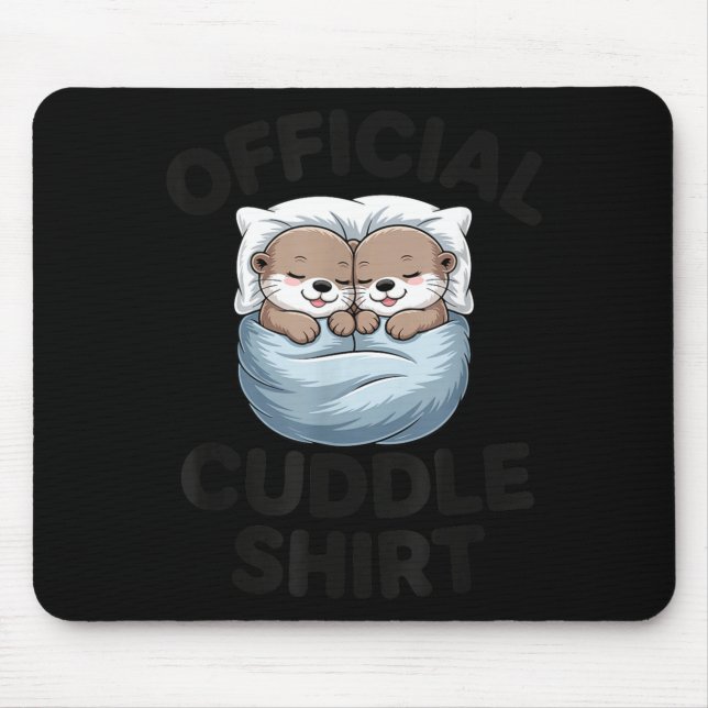 Tapis De Souris Cute Otter Couple Cozy Cuddle  (Devant)