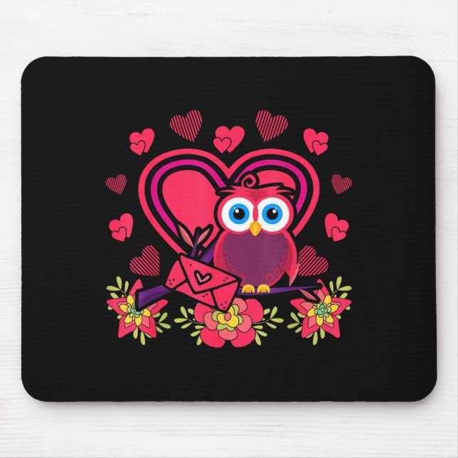 Tapis De Souris Cute Owl Valentines Day Gift Bird Owl  (Devant)