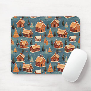 Tapis De Souris Cute pain d'épices Maisons et arbres