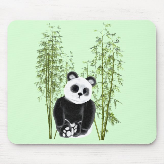 Tapis De Souris Cute Panda assise en bambou (Devant)