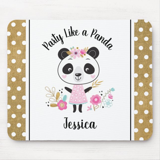 Tapis De Souris Cute Panda Girl Pink personnalisée (Devant)
