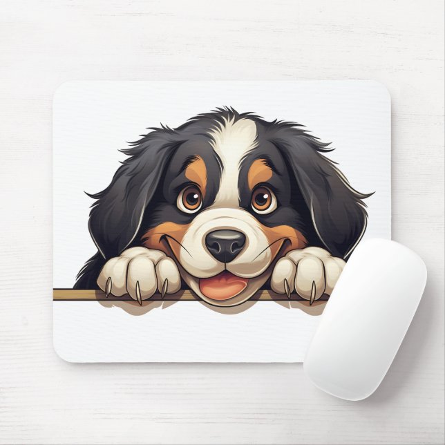 Tapis De Souris Cute Peeking Bernese Mountain Dog (Avec souris)