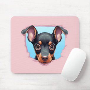 Tapis De Souris Cute Peeking Doberman Pinscher Chien