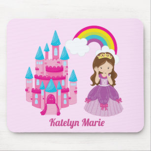 Tapis De Souris Cute Personnalisée Rose Princess Castle Fairy Tale
