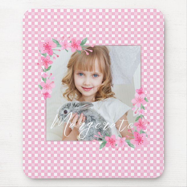 Tapis De Souris Cute Personnalisée une photo rose (Devant)
