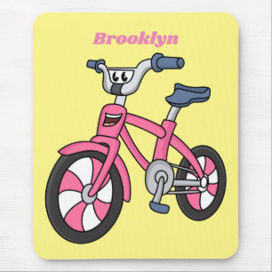 Tapis De Souris Cute pink kids bicycle cartoon illustration