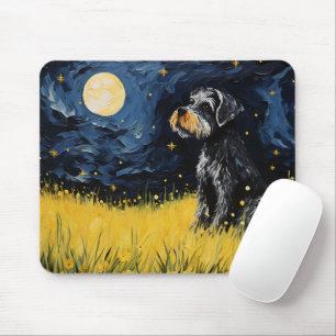 Tapis De Souris Cute Schnauzer Chien étoile nuit