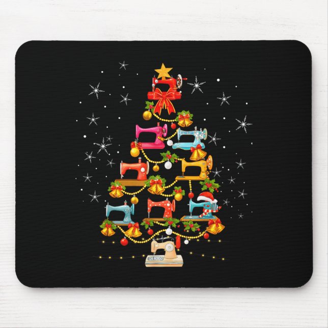 Tapis De Souris Cute Sewing Machine Christmas Tree Christmas Ornam (Devant)