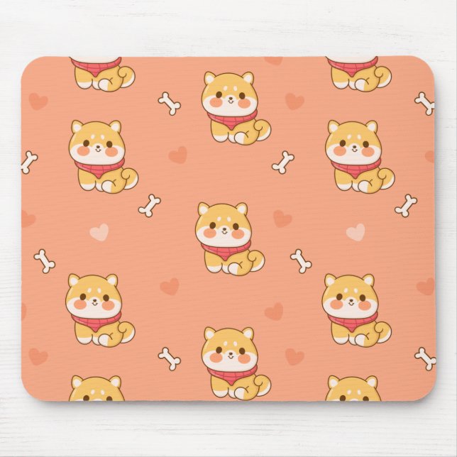 Tapis De Souris Cute Shiba Inu Motif sans couture (Devant)