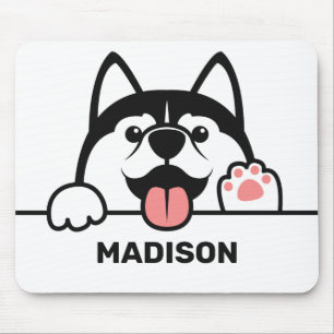 Tapis De Souris Cute Siberian Husky nom personnalisé