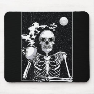 Tapis De Souris Cute Squelette Boire Café Halloween Costume