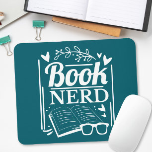 Tapis De Souris Cute Turquoise Blue Book Nerd Bookworm