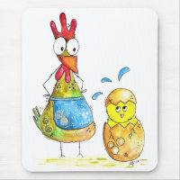Cute Whimsical Mama poulet avec bébé