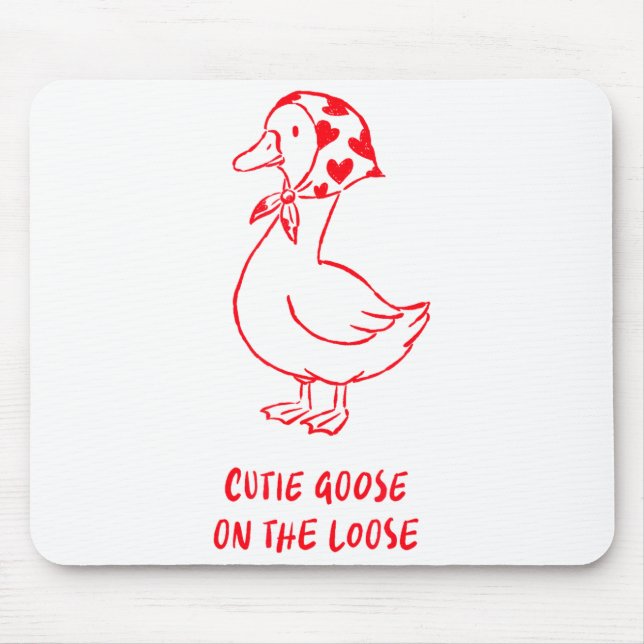 Tapis De Souris Cutie Goose Valentine Hearts Bandana Cute Barnyard (Devant)