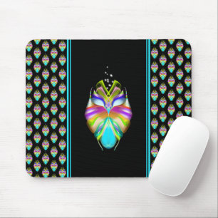 Tapis De Souris Cyan coloré et hibou Oracle noir