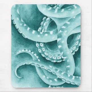 Tapis De Souris Cyan Green tentacules monochrome