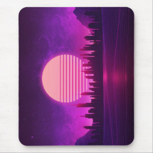 Tapis De Souris cyberpunk électronique synthwave scifi rose noir