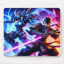 CyberSamurai vs Mech Warrior-Neon Bataille Mousepa