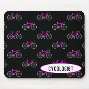 Tapis De Souris cycologue vélo rose sur noir