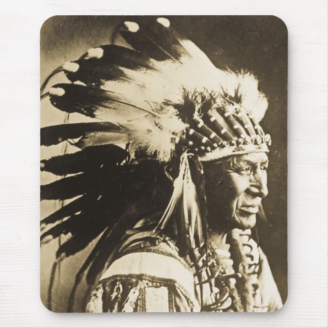Tapis De Souris Cygne blanc en chef de Lakota Sioux (Devant)