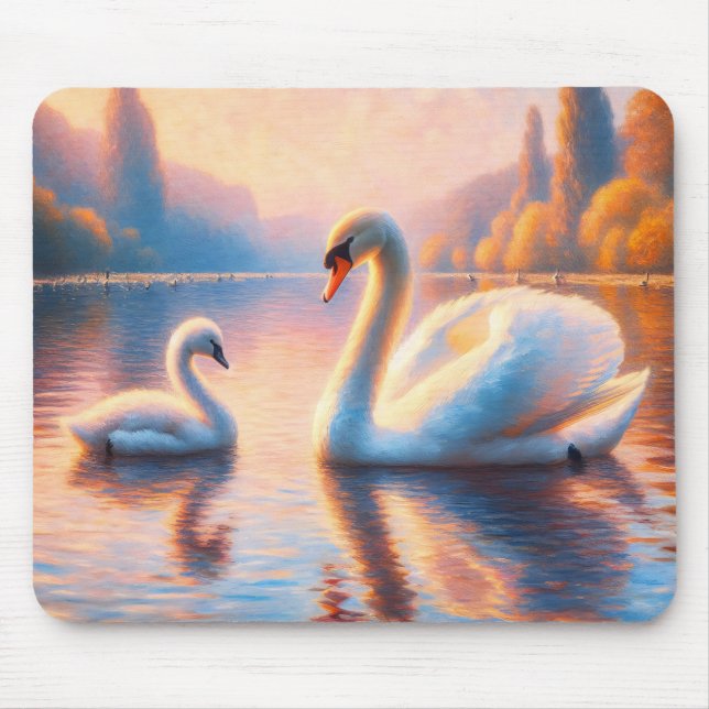 Tapis De Souris Cygnet et cygne (Devant)
