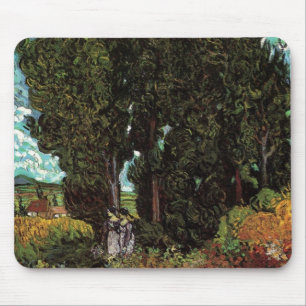 Tapis De Souris Cyprès avec figures de femmes de Vincent van Gogh