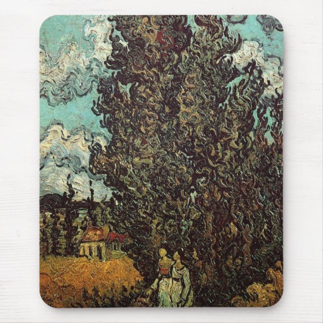Tapis De Souris Cyprès et deux femmes par Vincent van Gogh (Devant)
