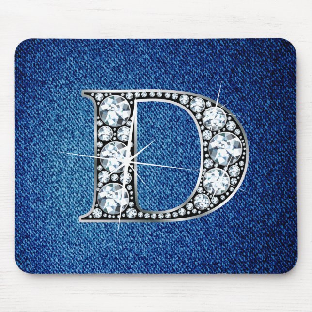 Tapis De Souris D Faux-"Diamond Bling" sur Denim Mousepad (Devant)