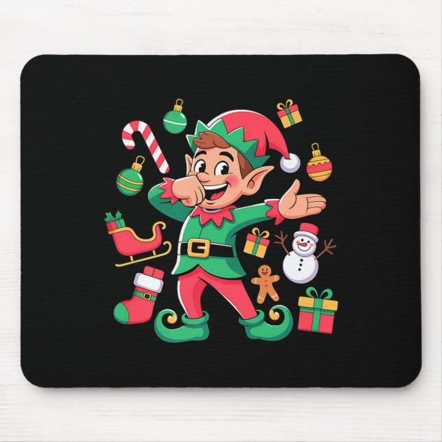 Tapis De Souris Dabbing Elf Santa Sleigh Snowman Funny Dabbing Chr (Devant)