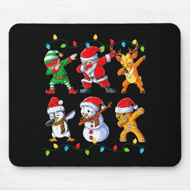 Tapis De Souris Dabbing Santa Elf Friends Christmas Boys Girls Men (Devant)