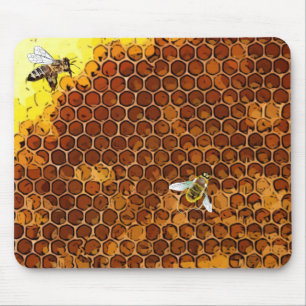 Tapis de souris d'abeille de miel de ruche de nid