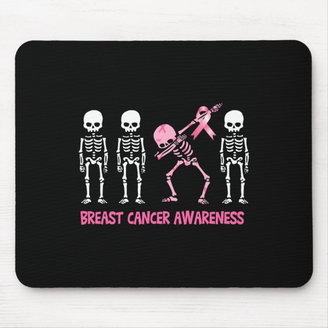 Tapis De Souris Dabeton Squelette rose Ruban Cancer du sein Hallow (Devant)