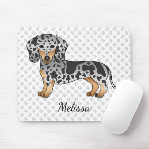 Tapis De Souris Dachshund à poil court bringé noir et tan & Nom