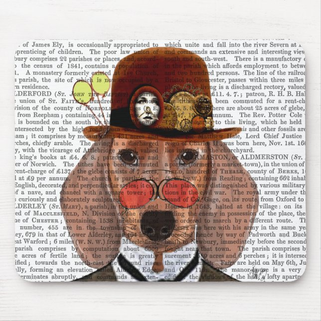 Tapis De Souris Dachshund avec Casquette Bowler Steampunk (Devant)