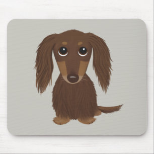 Tapis De Souris Dachshund Brown au chocolat aux cheveux longs