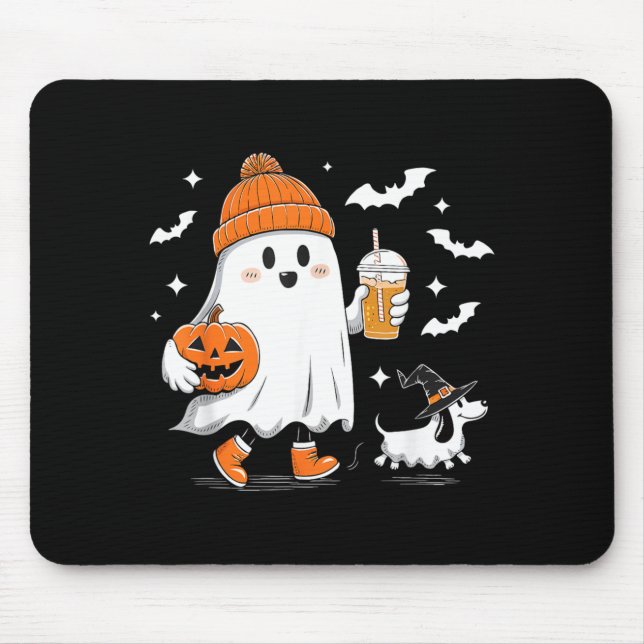 Tapis De Souris Dachshund fantôme qui marche Saison épouvantable H (Devant)