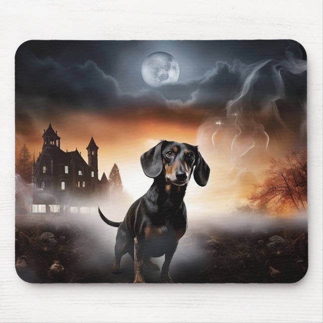 Tapis De Souris Dachshund Halloween effroi (Devant)